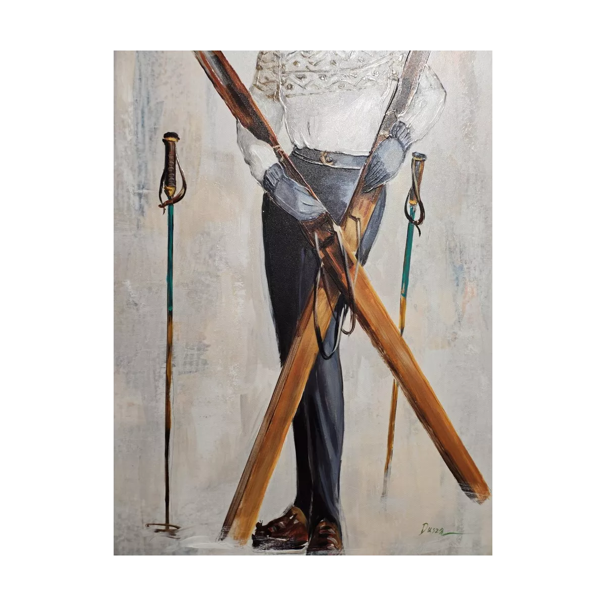 Tableau Skieuse avec ski