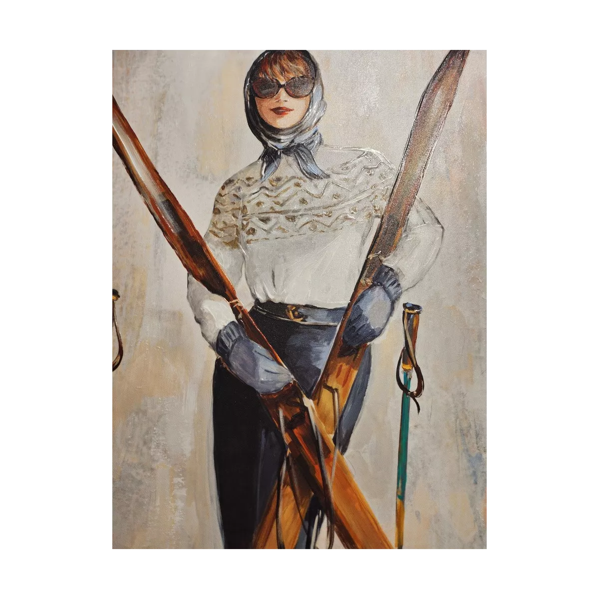 Tableau Skieuse avec ski