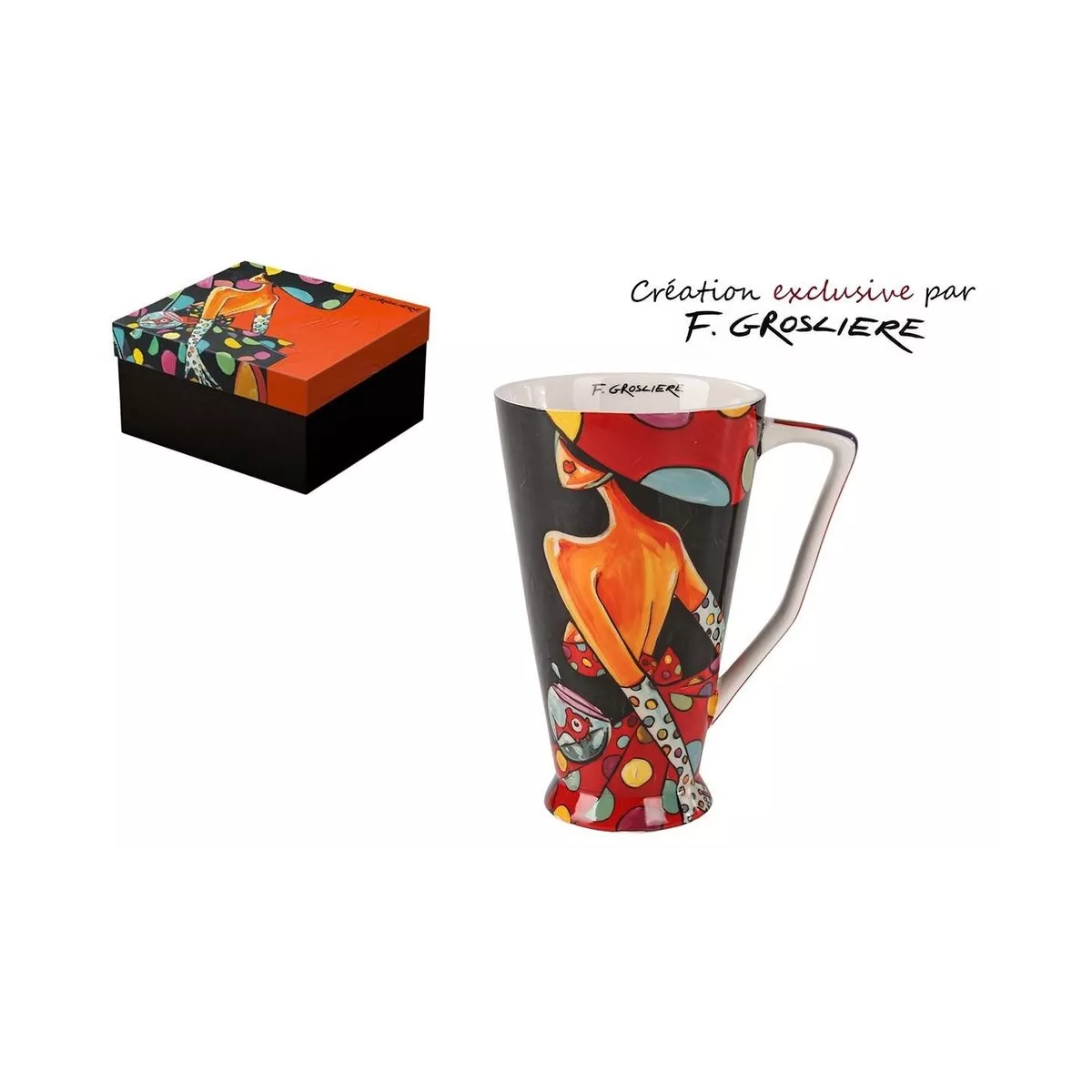 Coffret 1 Mug 500ml Femme Pois