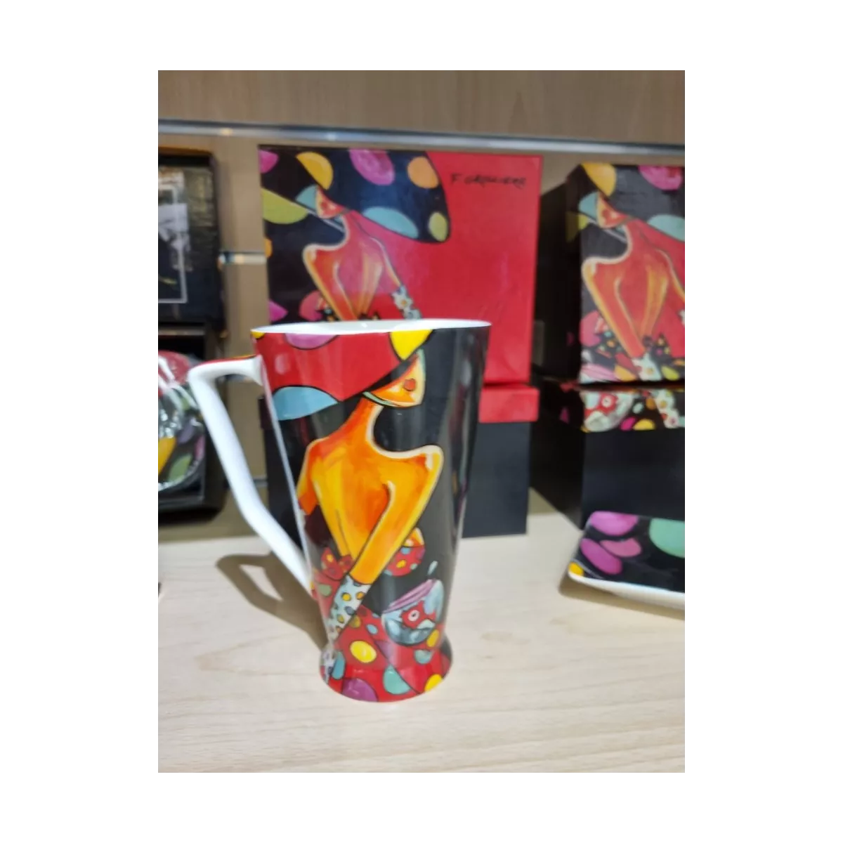 Coffret 1 Mug 500ml Femme Pois