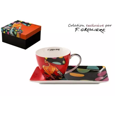 Coffret 1 Tasse avec tartineur Femme Pois