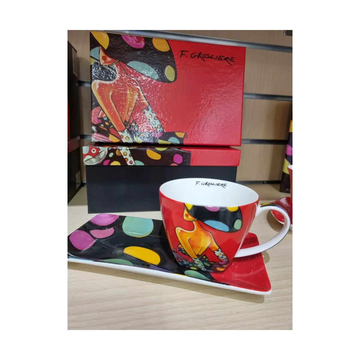 Coffret 1 Tasse avec tartineur Femme Pois