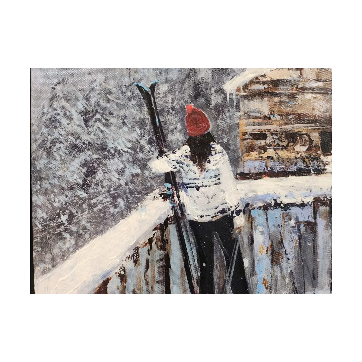 Tableau au ski 50x40