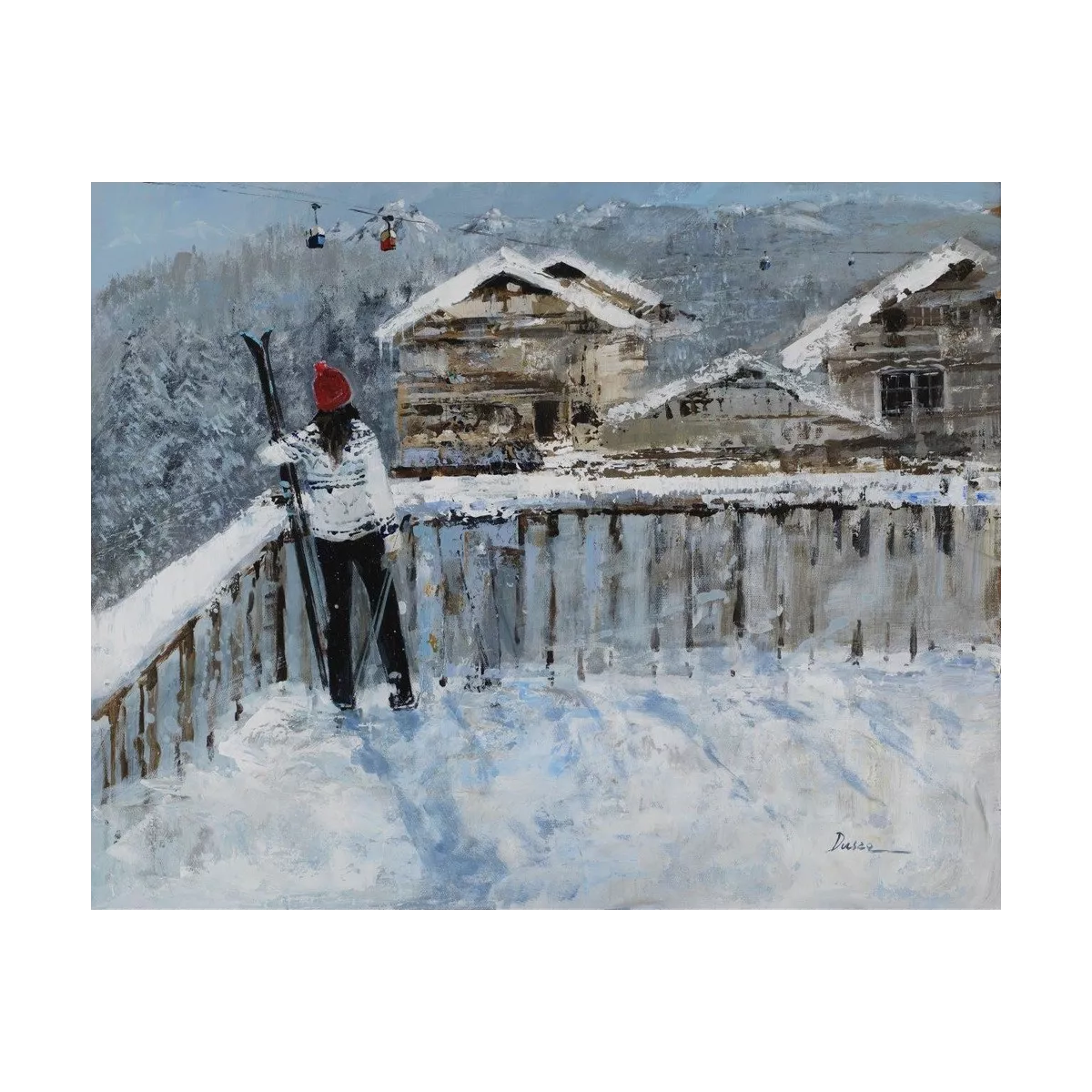 Tableau au ski 50x40
