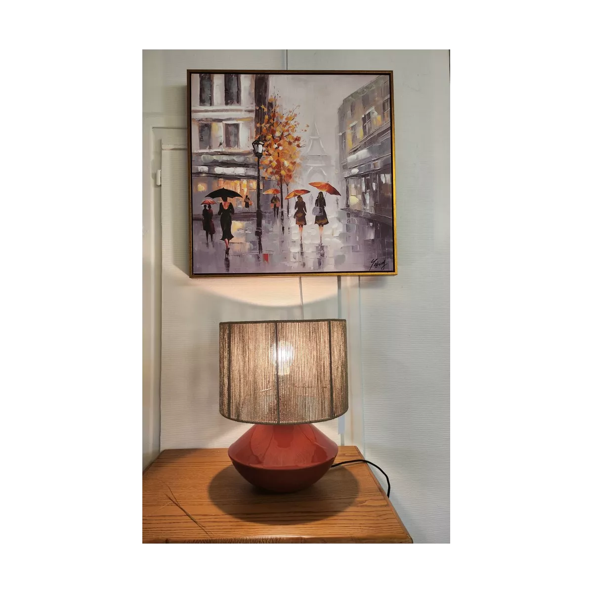 Tableau Promenade sous la pluie à Paris 60x60