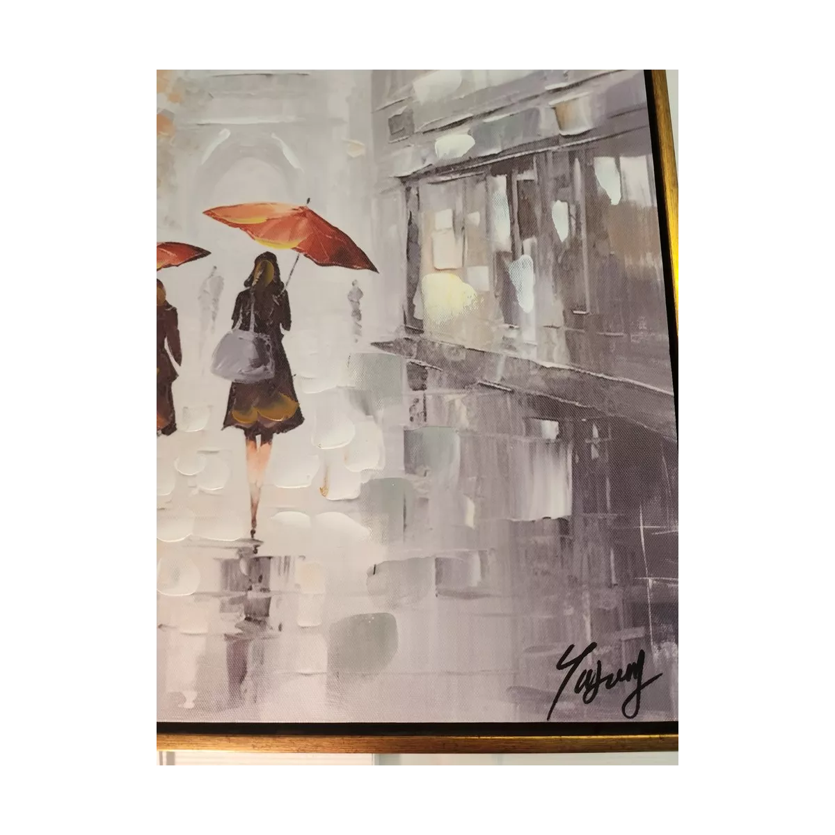 Tableau Promenade sous la pluie à Paris 60x60