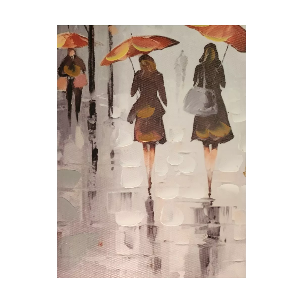 Tableau Promenade sous la pluie à Paris 60x60