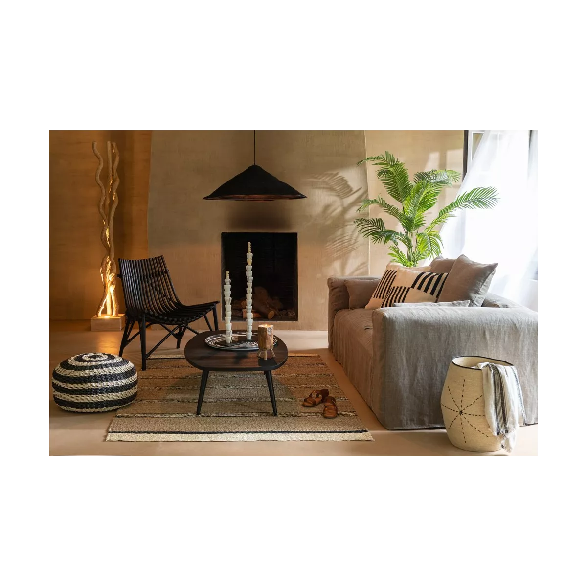 Fauteuil Rotin Emmo Noir