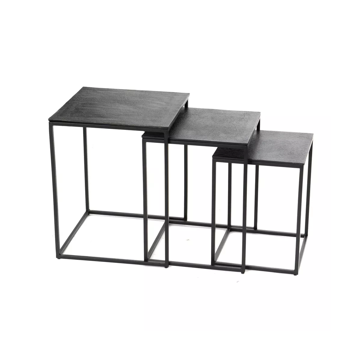 Serie de 3 Tables Gigognes Carrée Aluminium Noir