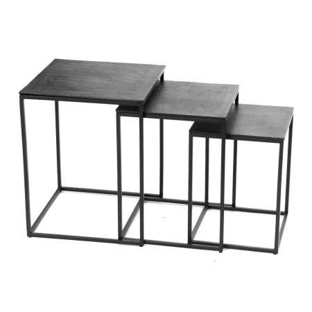 Serie de 3 Tables Gigognes Carrée Aluminium Noir