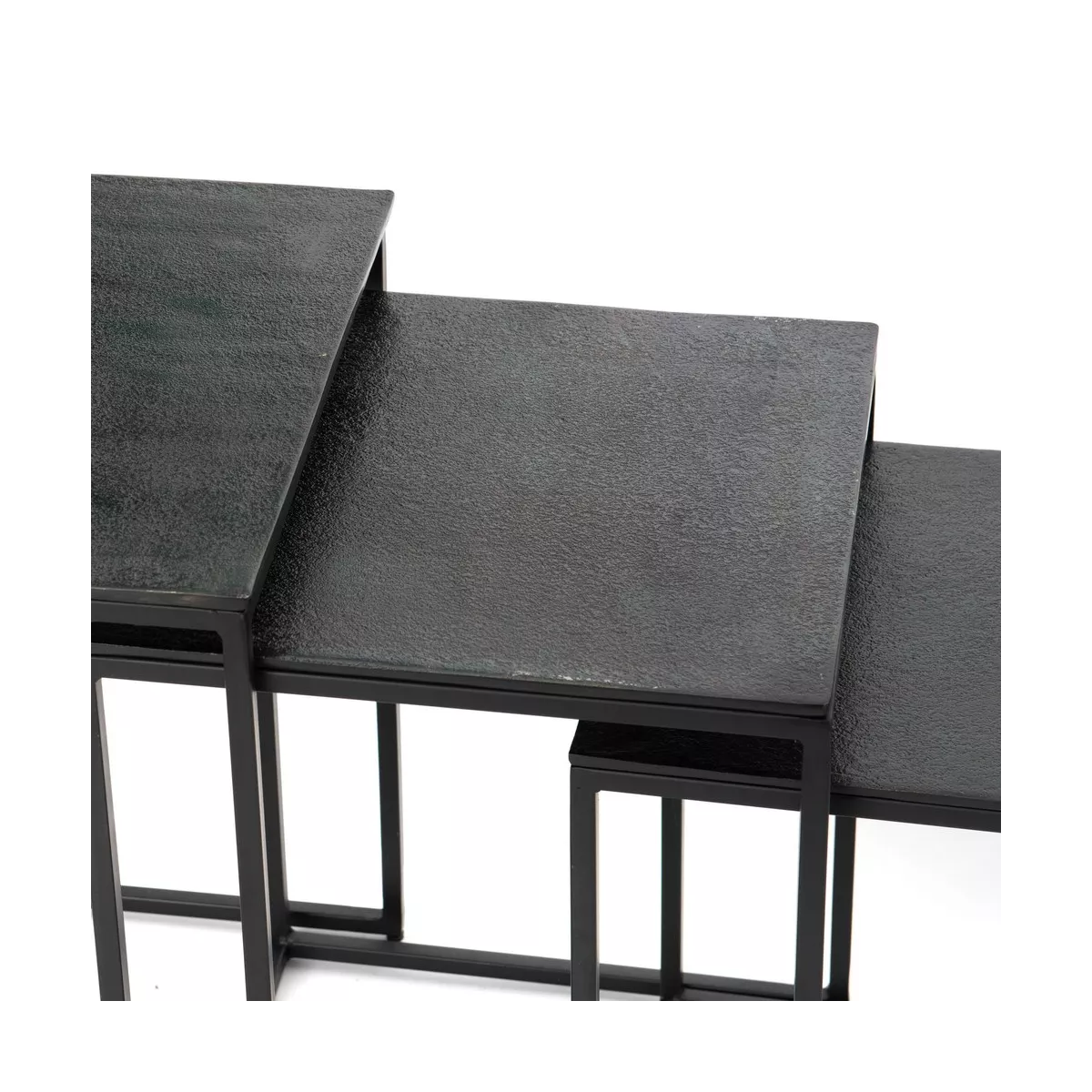 Serie de 3 Tables Gigognes Carrée Aluminium Noir