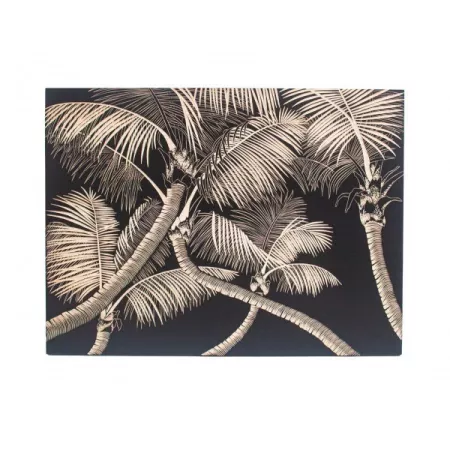 Tableau en Bois Sculpté Palmier Noir 120 x 90 cm