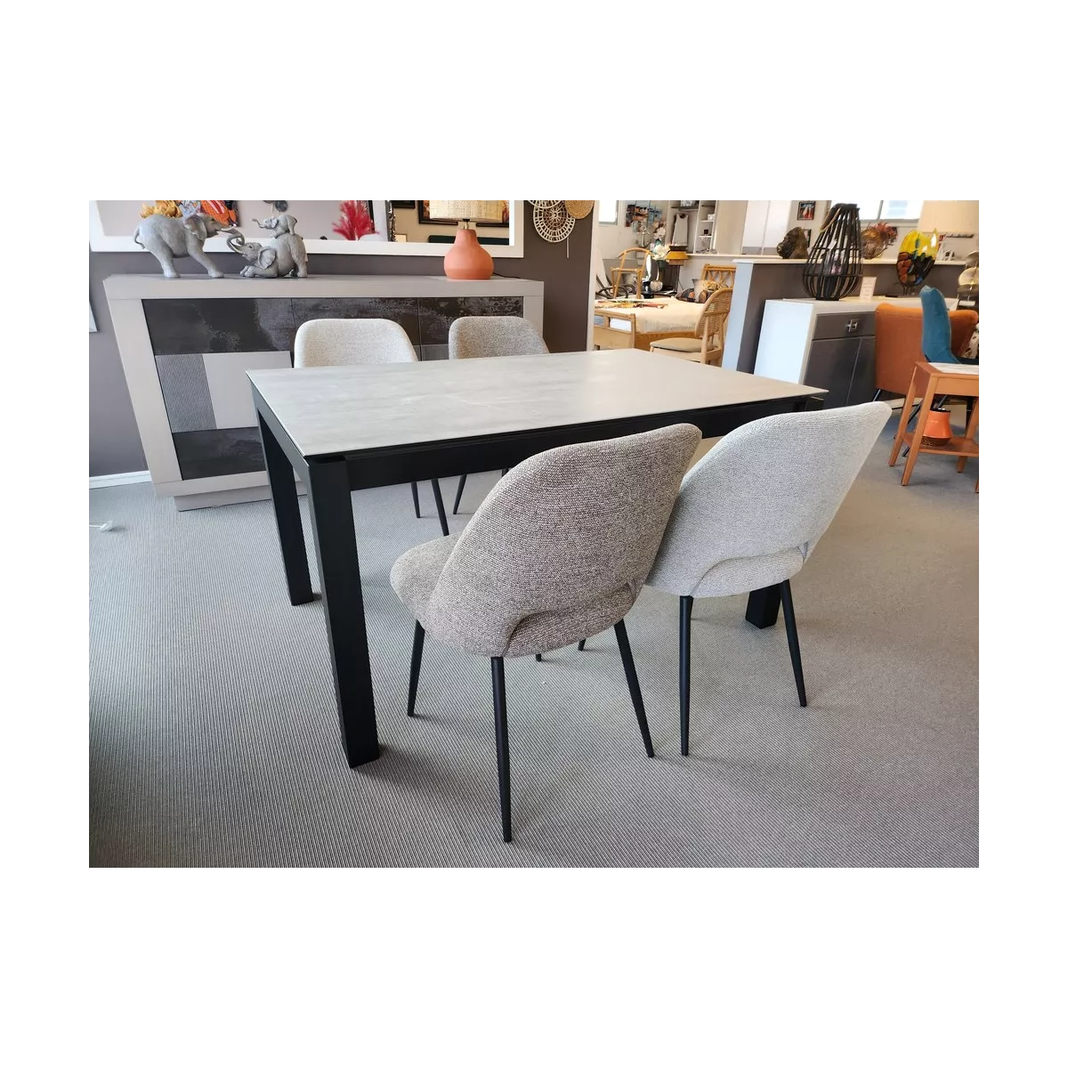 Table Tokio 140cm en Céramique Gris Beton