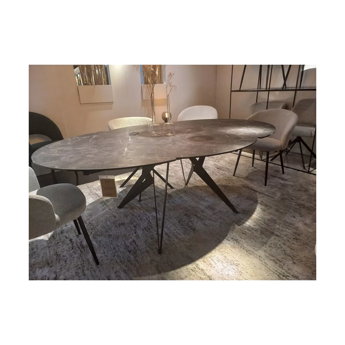 Table Boleta ronde 130 cm en Céramique Stone Pivotante