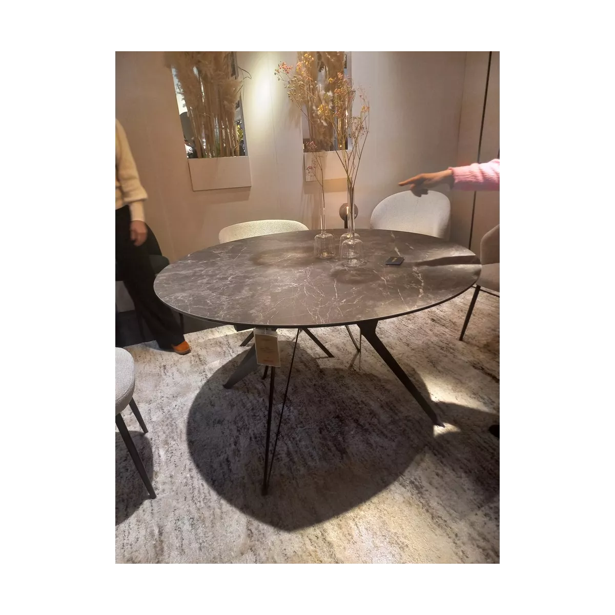 Table Boleta ronde 130 cm en Céramique Stone Pivotante