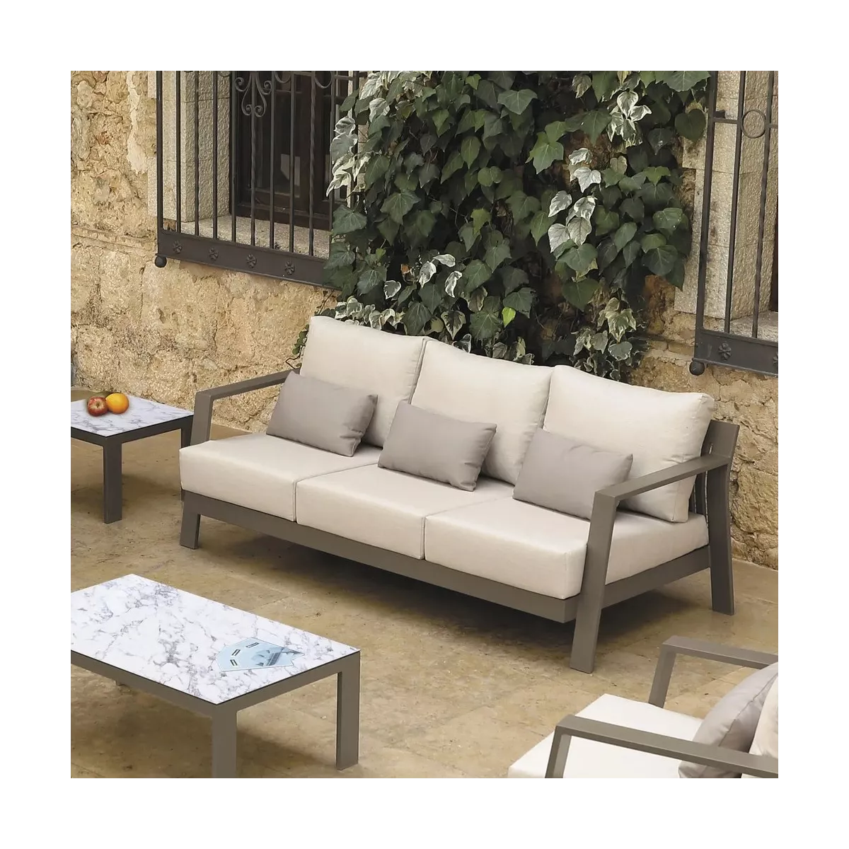 Canapé 3 Places Chypre Alu Taupe