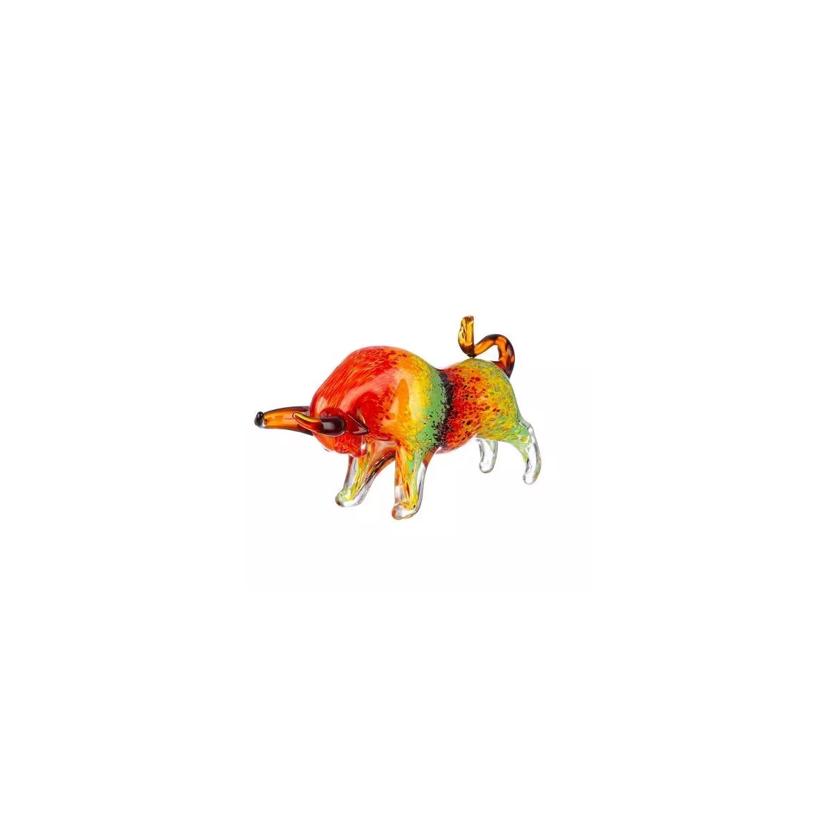 Taureau en pate de verre multicolore