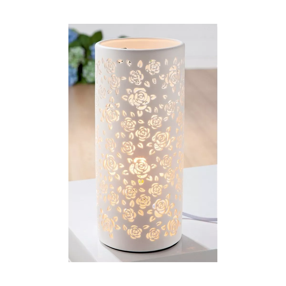 Lampe Porcelaine Roses H.27cm