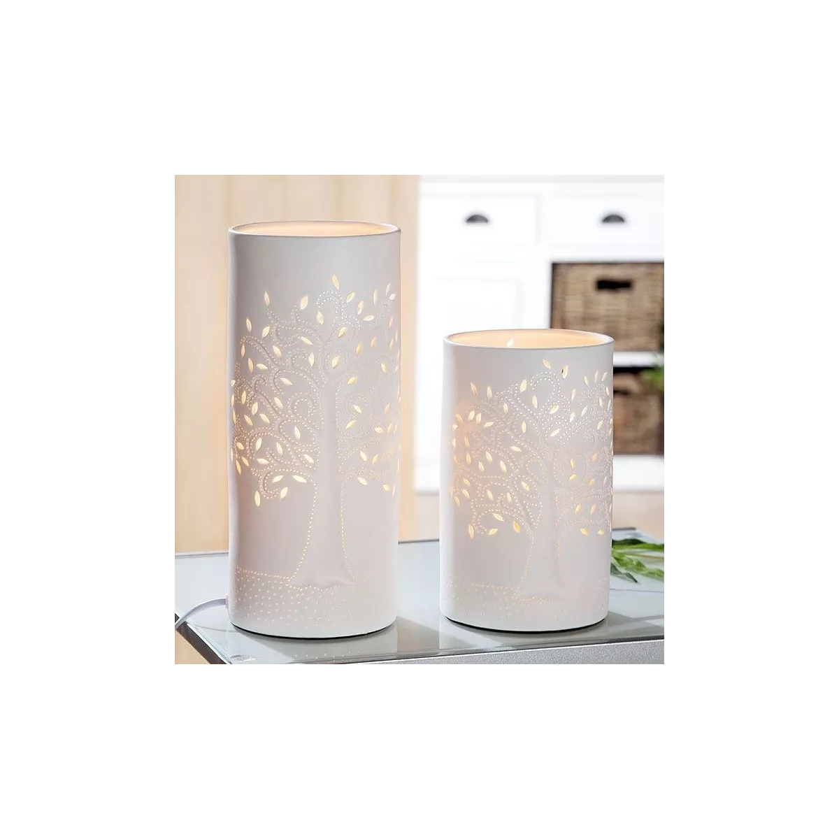 Lampe Porcelaine Arbre de vie h28