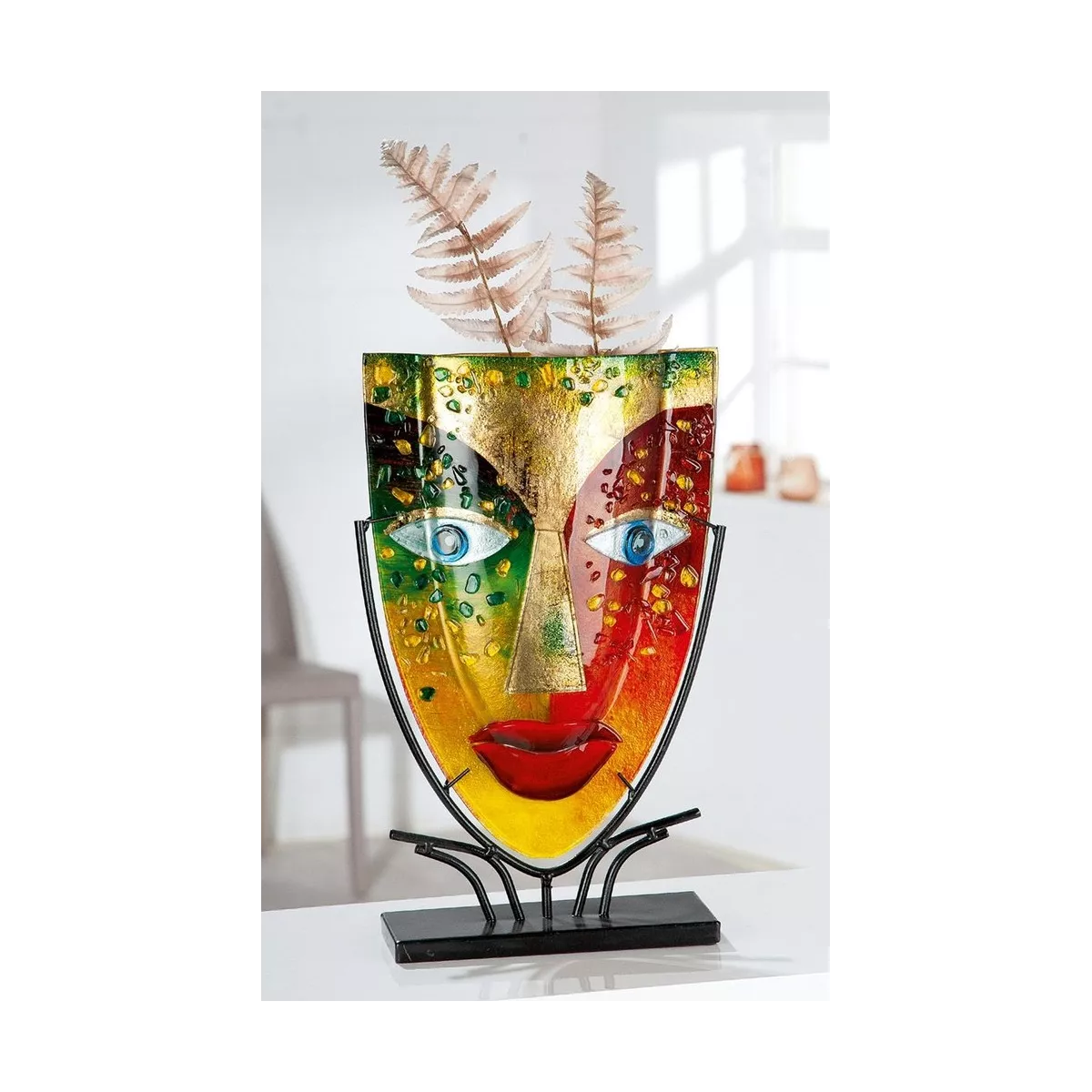 Vase Verre sur Socle Blue Eye h47cm