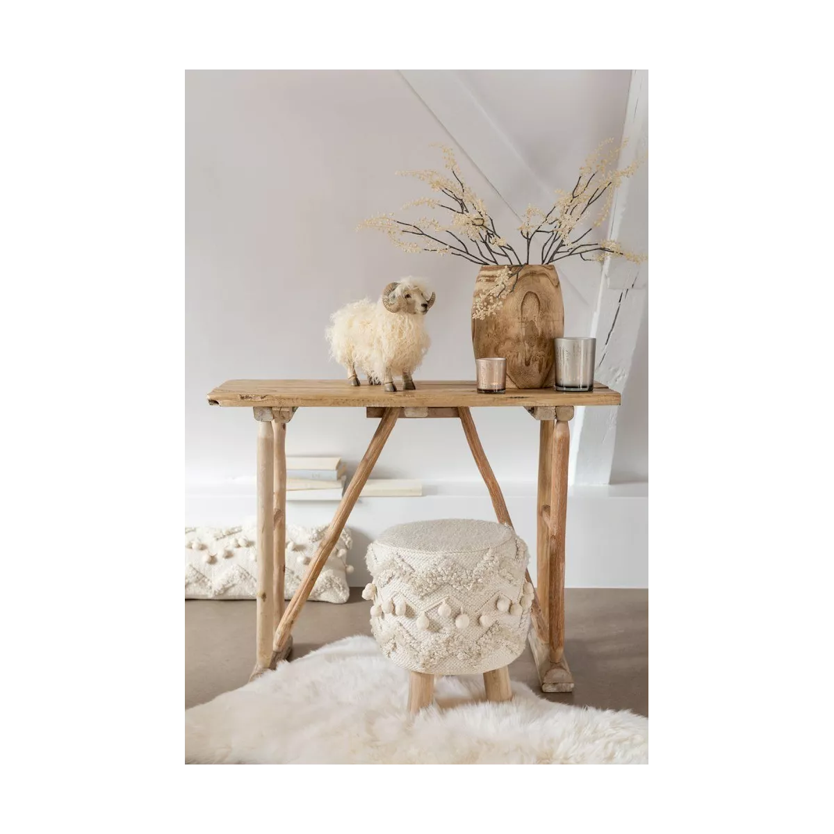 Peau Mouton ivoire 90x60