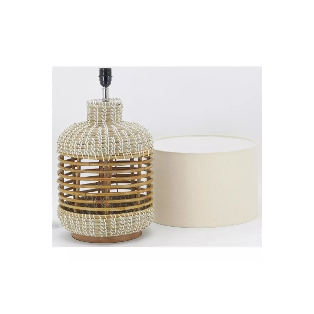 Lampe Jonc et rotin H.65 cm