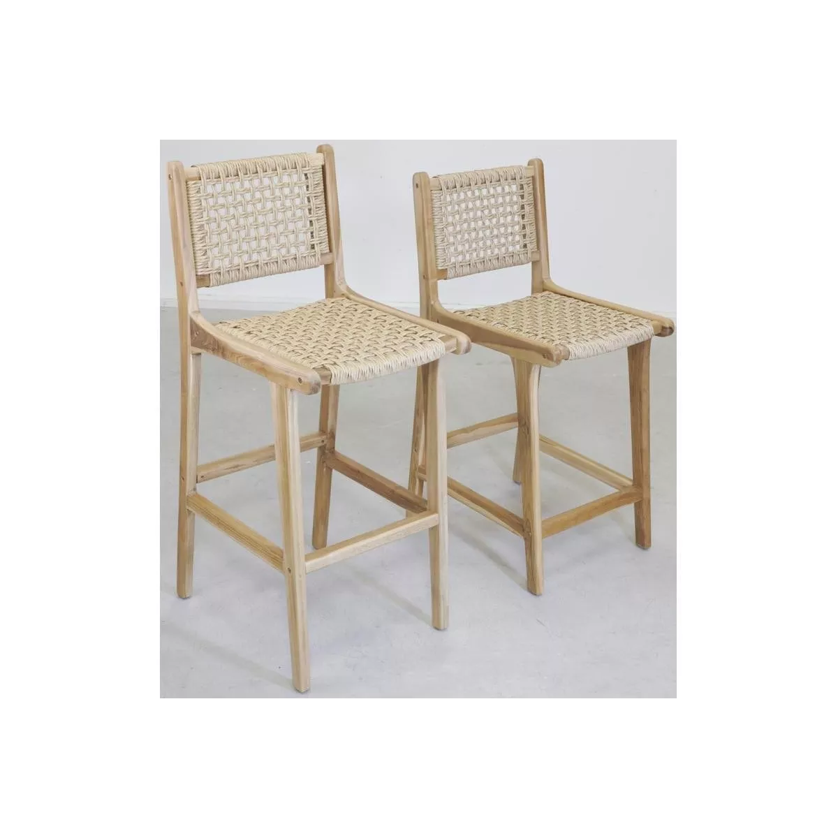Tabouret de bar Teck et corde