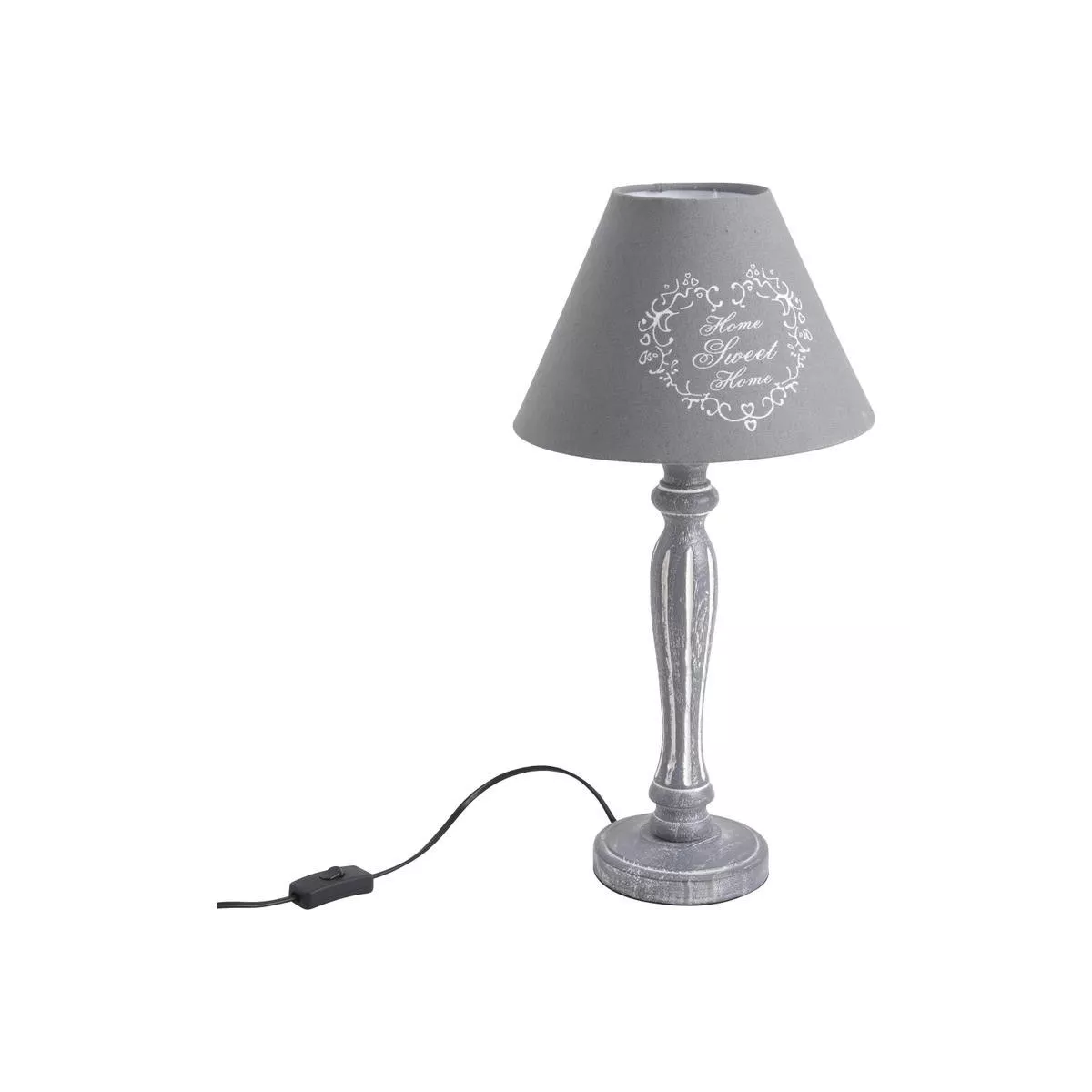 Lampe en bois gris coeur H.50cm