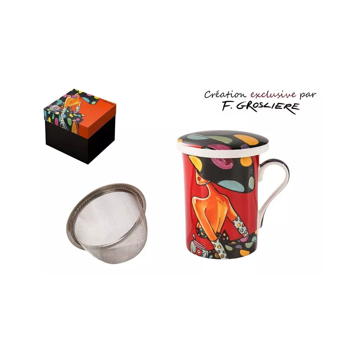 Coffret 1 Tisanière Femme Pois