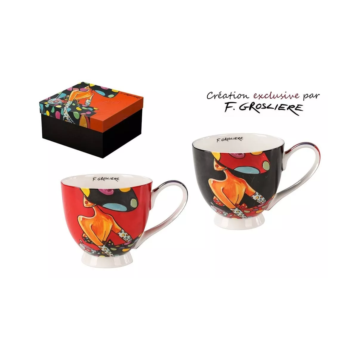 Coffret 2 Dejeuners 500ml Femme Pois