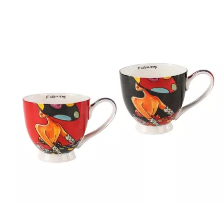 Coffret 2 Tasses 500ML Femme Pois