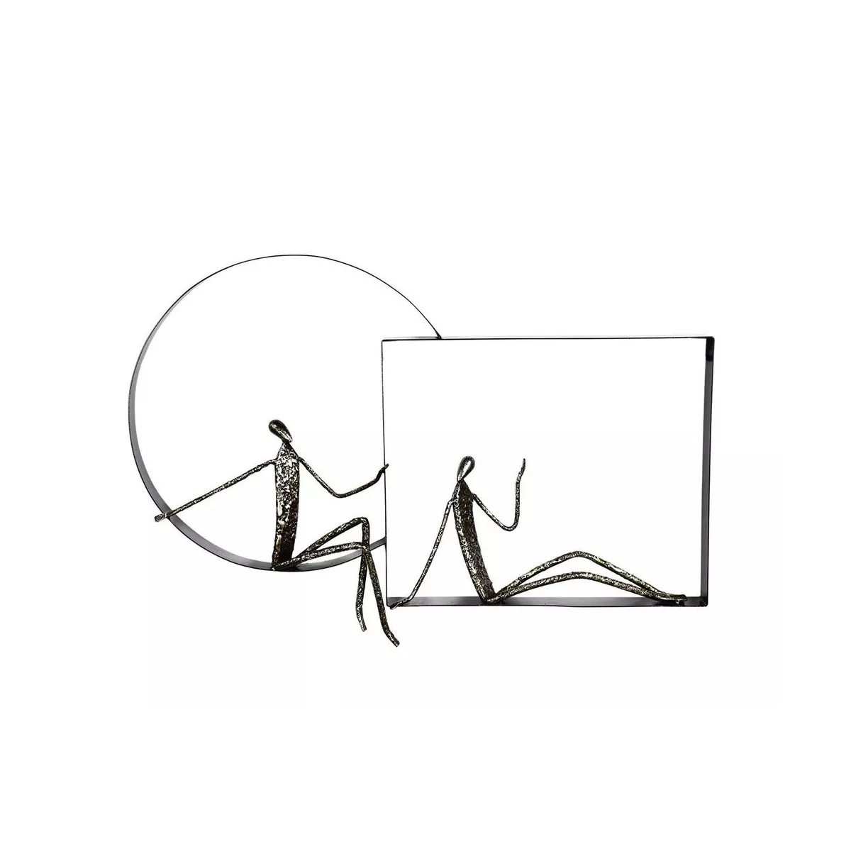 Sculpture murale 2 personnages en aluminuim dans cercles