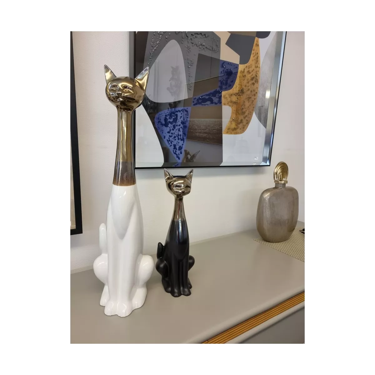 Chat Zoya blanc et doré h.72
