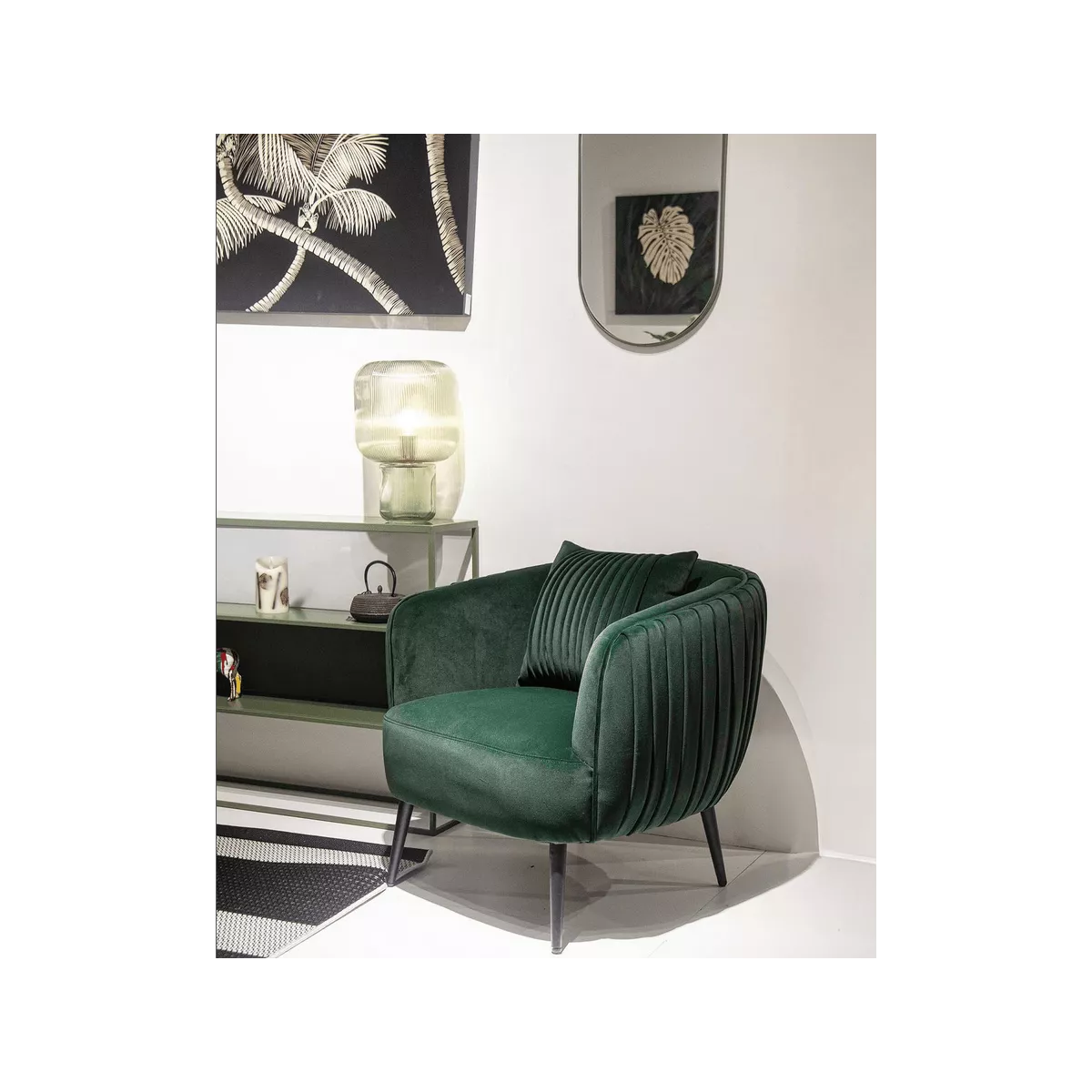 Miroir Esprits Goutte d'Eau 90x37 Métal Vert