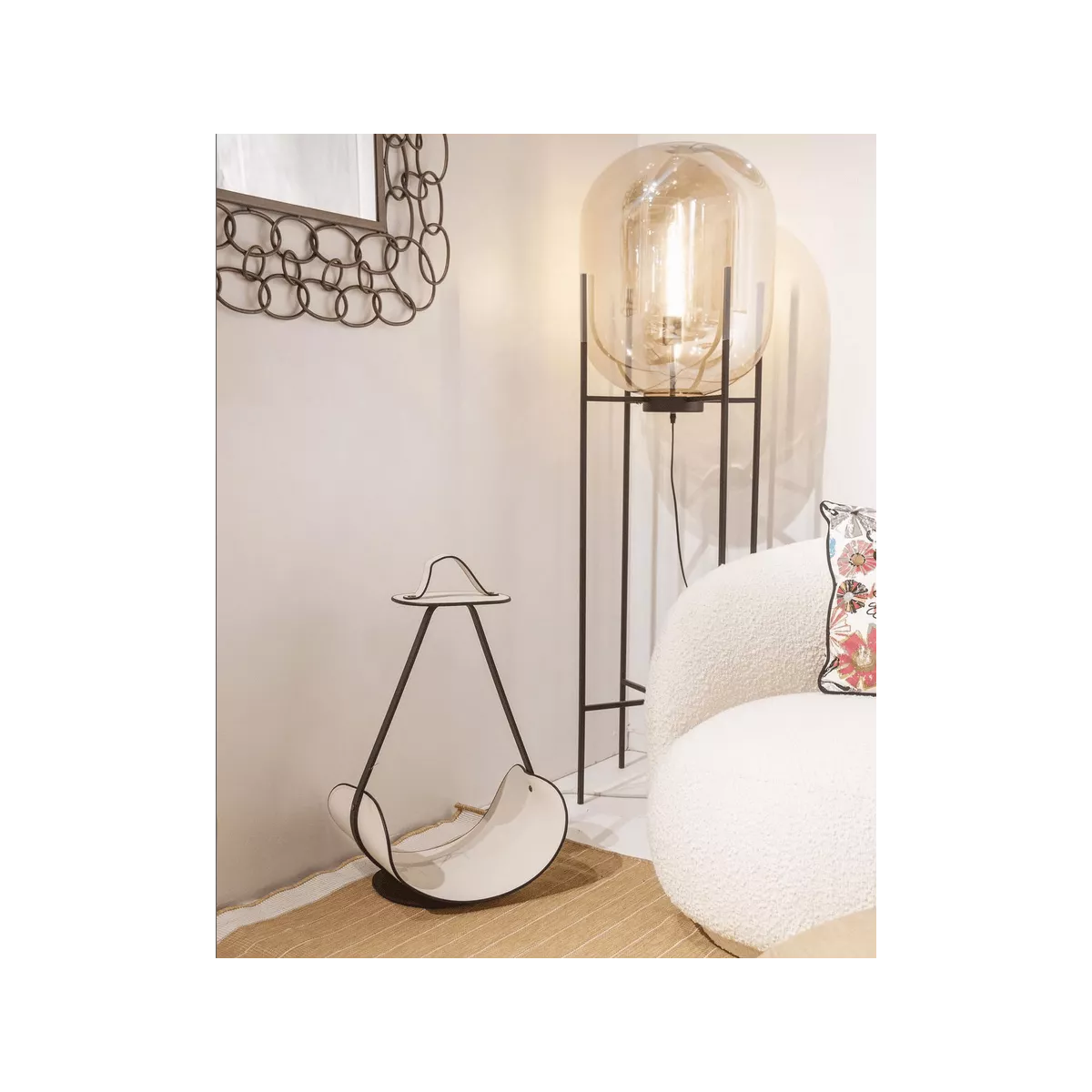 Porte Revues Métal et Simili Beige