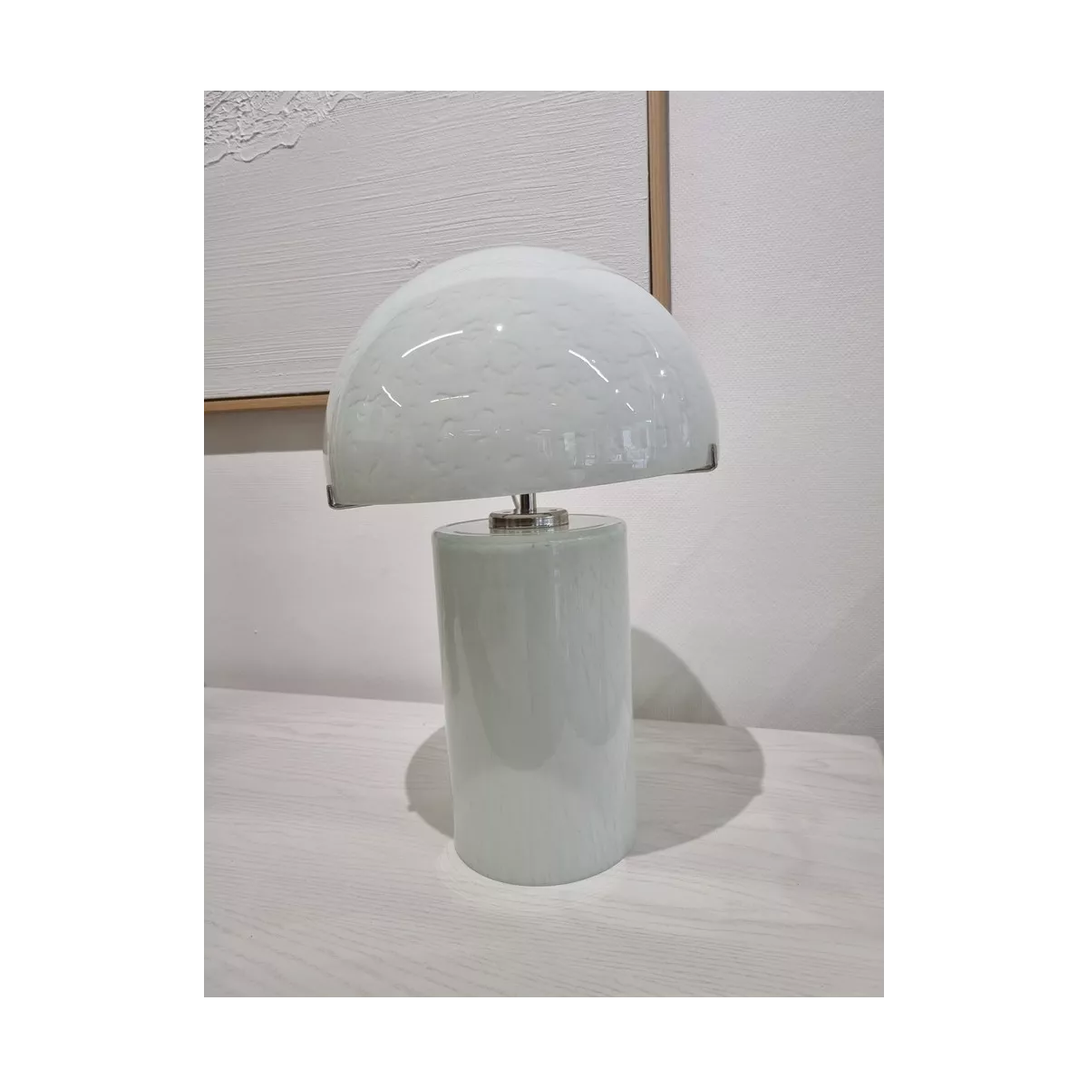 Lampe Champignon en Verre Blanc H.42cm