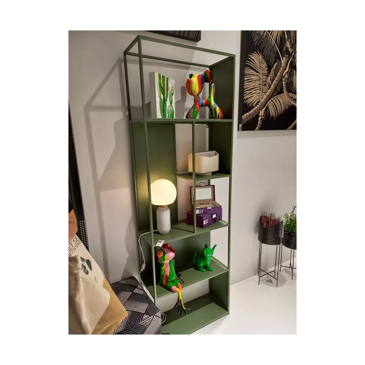 Etagère Asymétrique Esprits Métal Vert 60x180