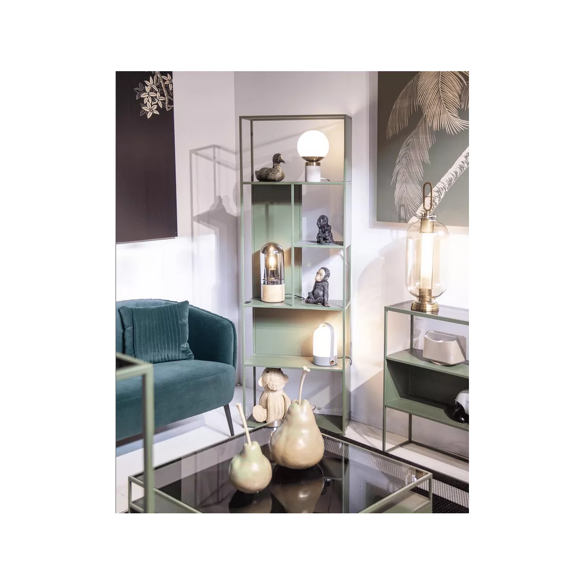 Etagère Asymétrique Esprits Métal Vert 60x180