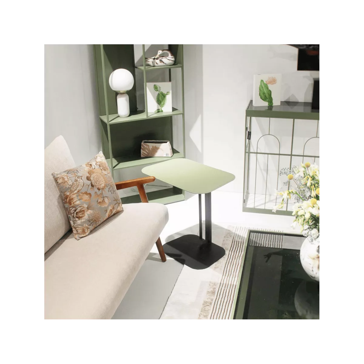 Etagère Asymétrique Esprits Métal Vert 60x180