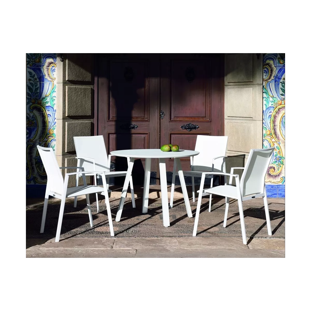 Table Ronde 100x100 Gandia  Aluminium Blanc