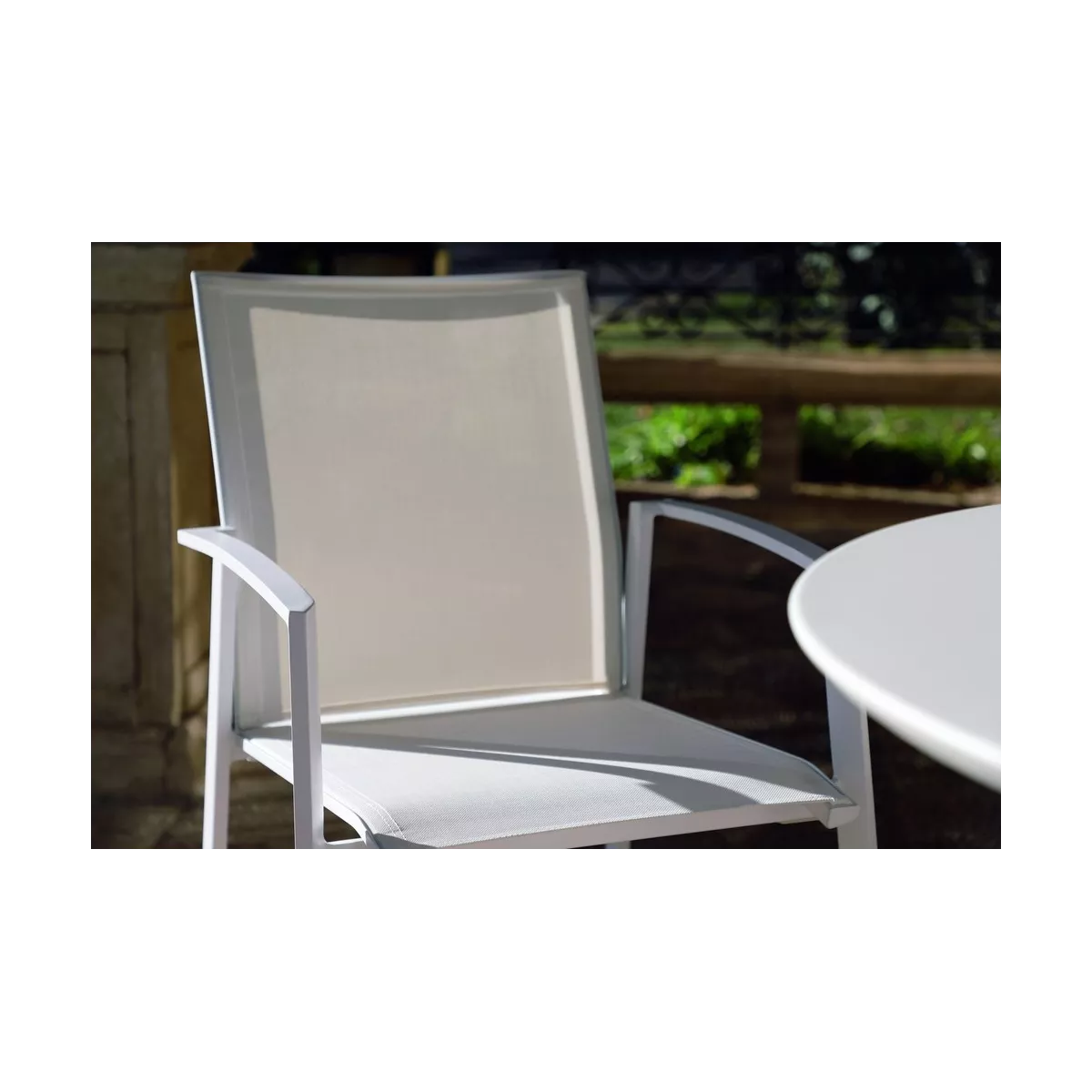 Table Ronde 100x100 Gandia  Aluminium Blanc