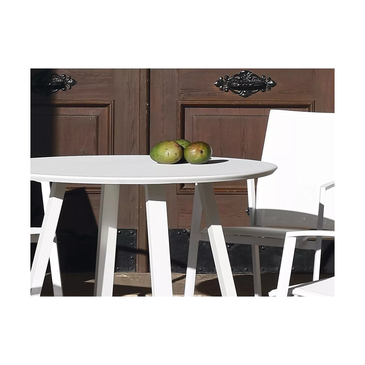 Table Ronde 100x100 Gandia  Aluminium Blanc