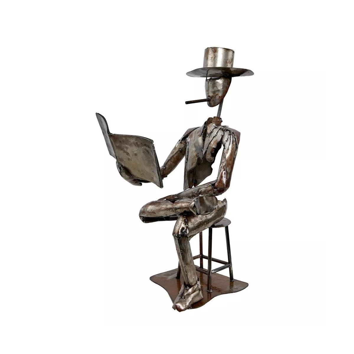 Sculpture Métal Poète Gris