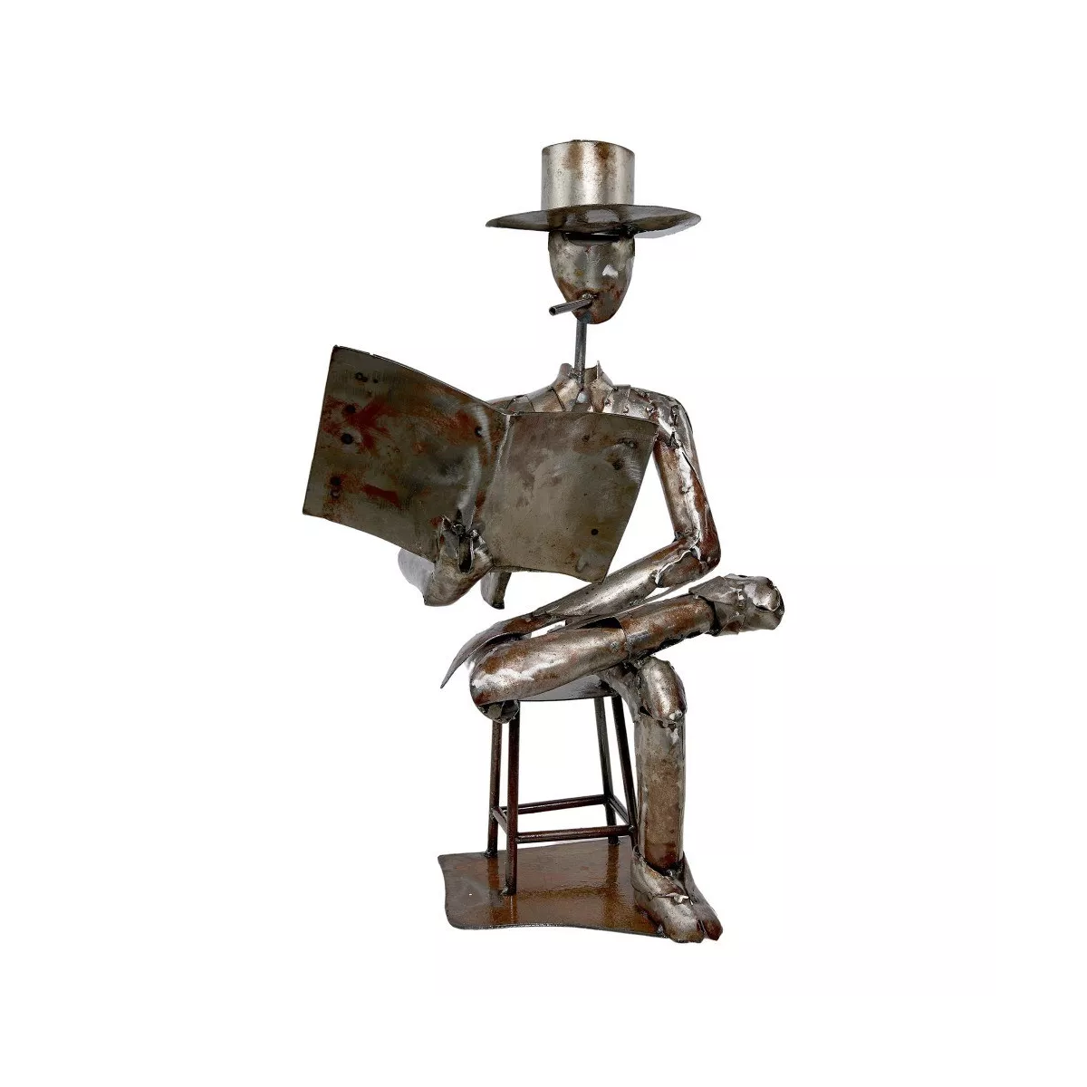 Sculpture Métal Poète Gris
