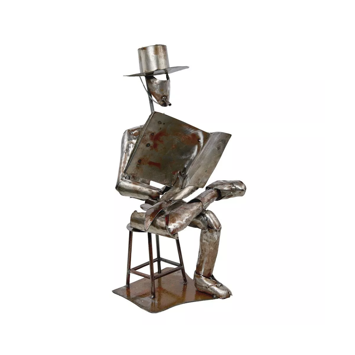 Sculpture Métal Poète Gris