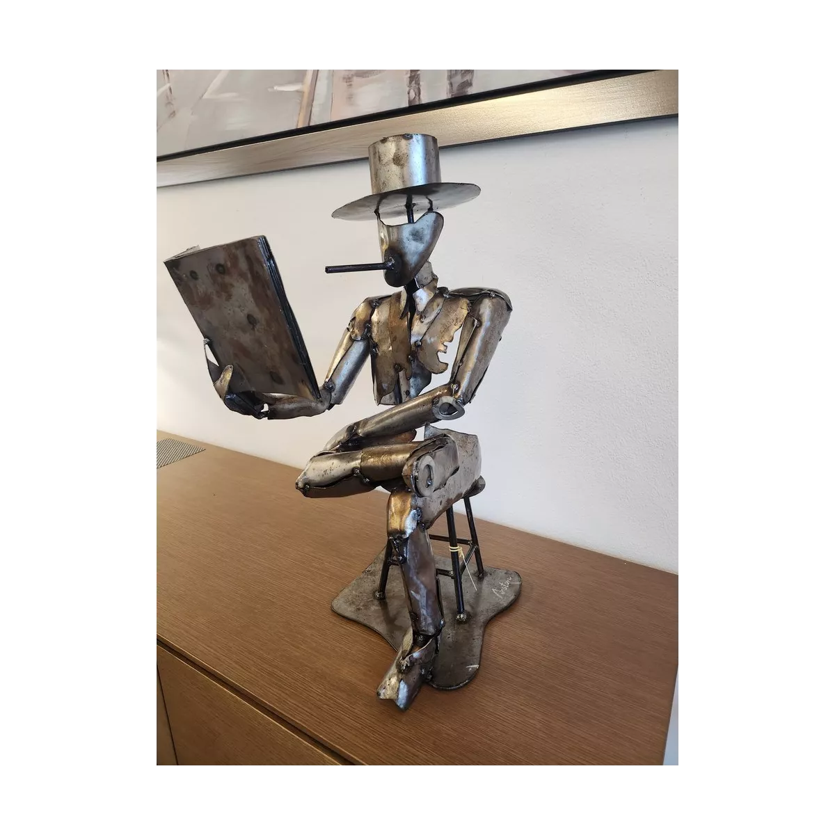 Sculpture Métal Poète Gris