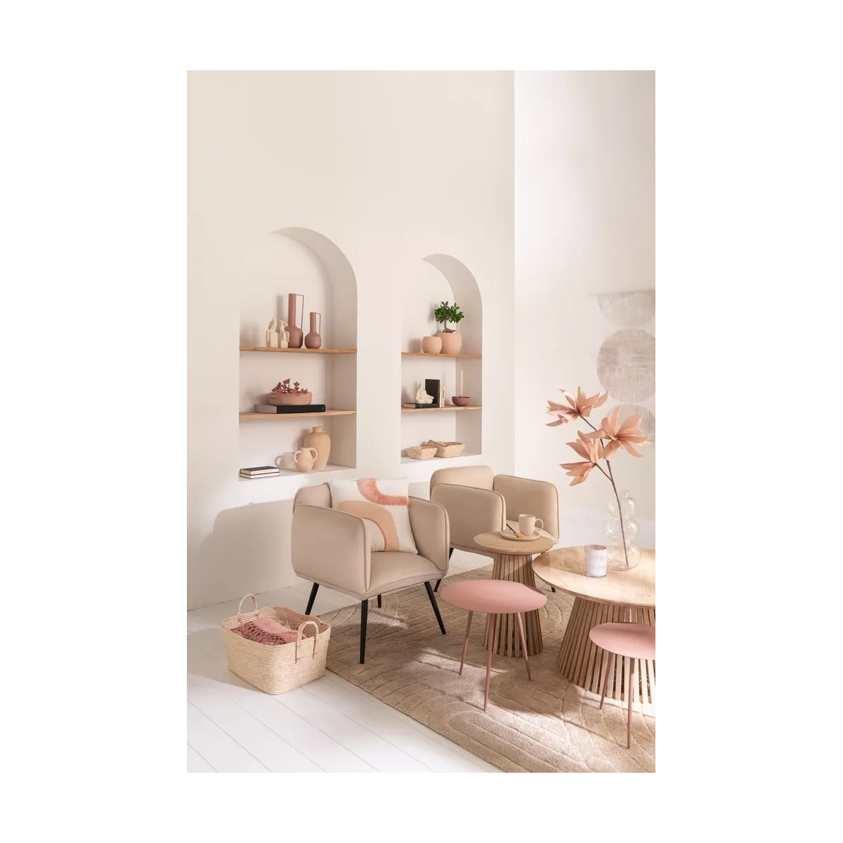 Table basse Vincent  Manguier Naturel Diam 40