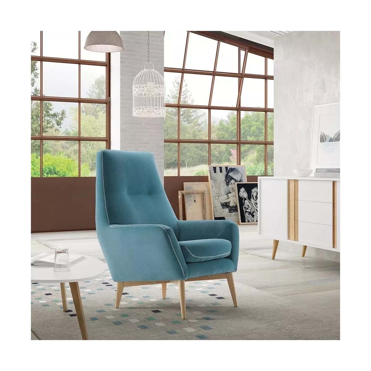 Fauteuil Haut Dossier Catania Bleu