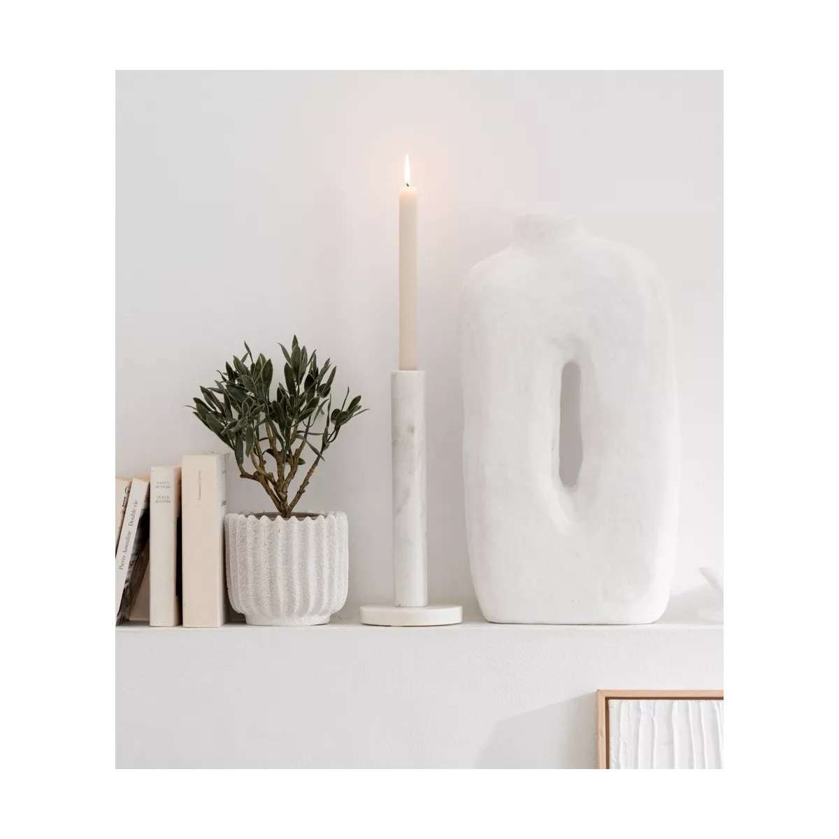 Photophore Marbre Blanc H.30cm