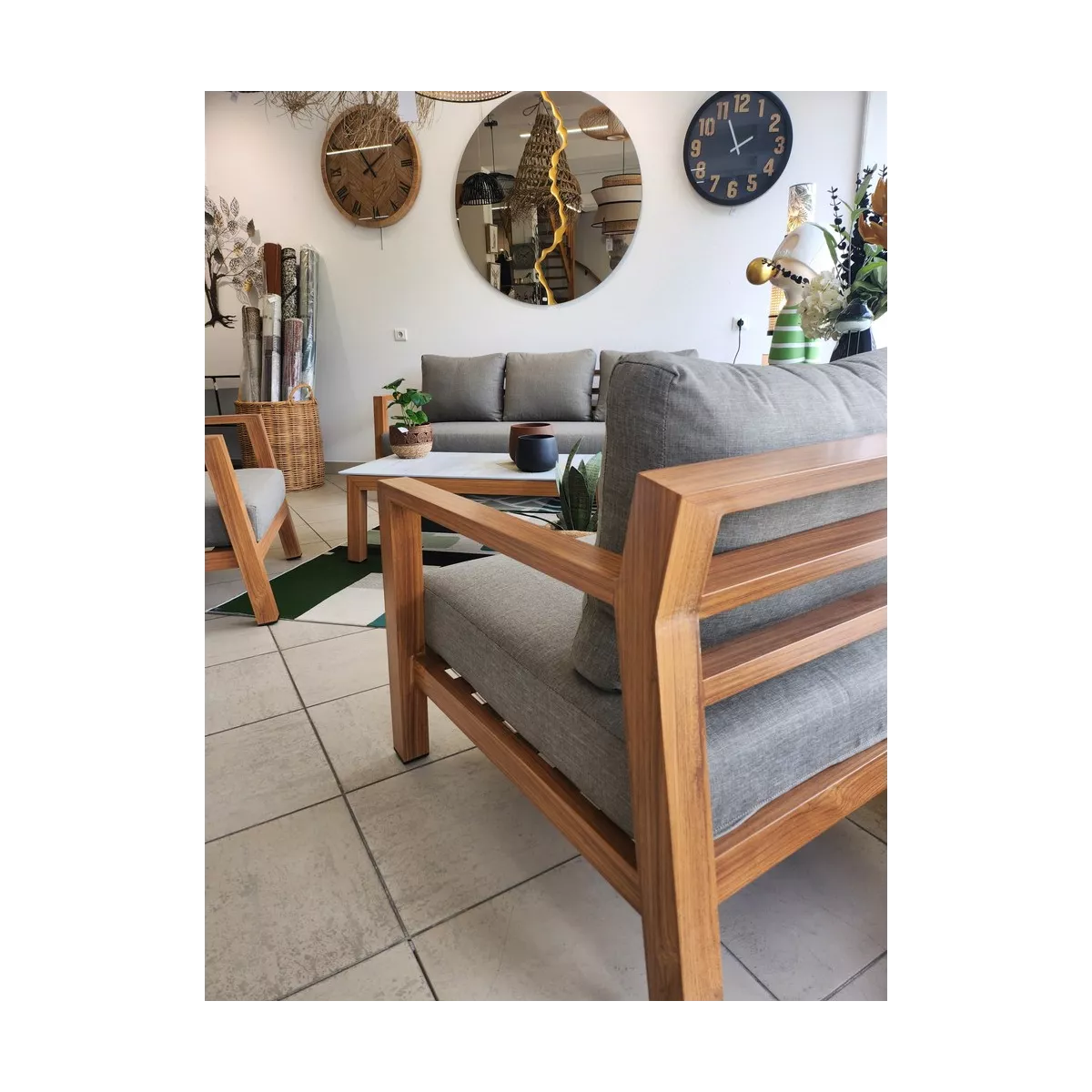 Fauteuil Venecia alu effet bois Tissus Bronx